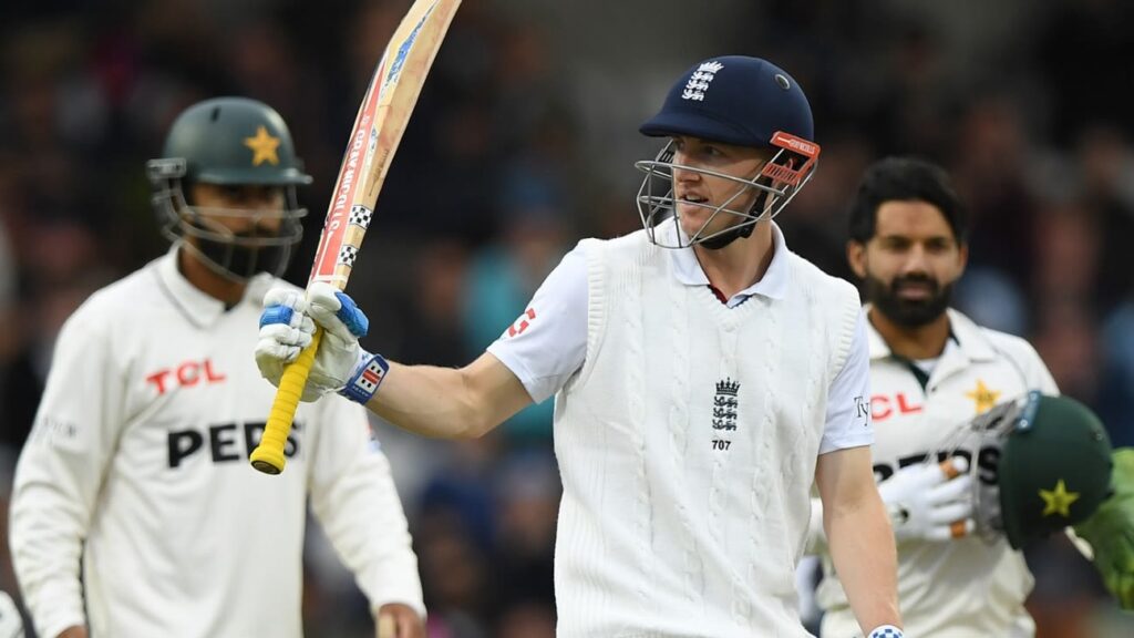 Harry Brook batting in an England Test match.