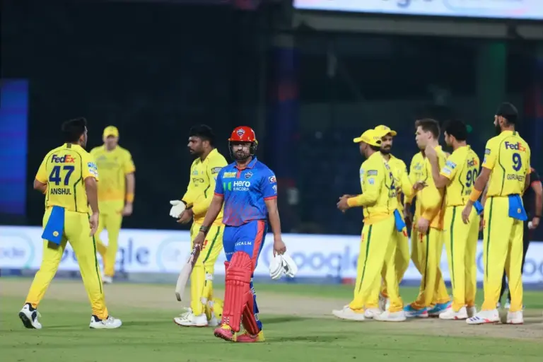 May 5, 2026, New Delhi, Delhi, India: Karun Nair of Delhi Capitals walks back to the pavilion after getting out during Delhi Capitals vs Chennai Super Kings, 48th Match of Indian Premier League 2026 at Arun Jaitley Stadium, New Delhi, India on 5th Ma