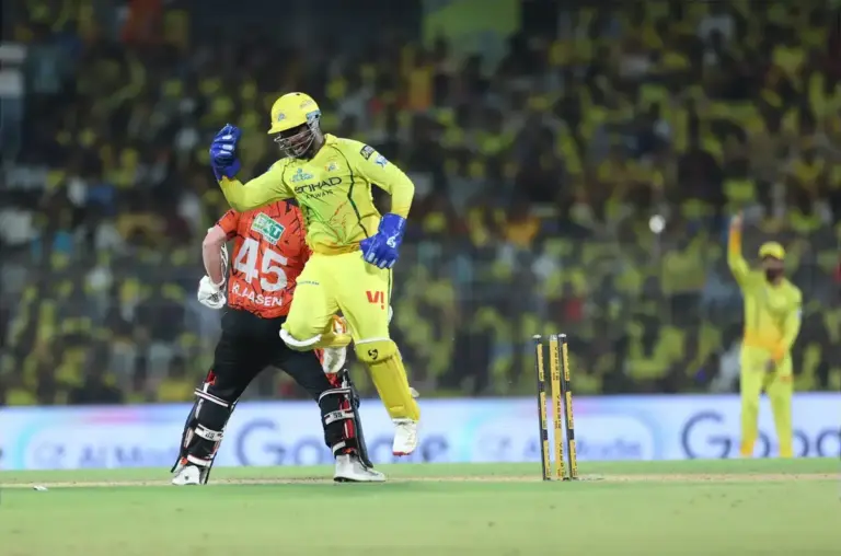 May 18, 2026, Chennai, Tamil Nadu, INDIA: Chennai Super Kings Vs .Sunrisers Hyderabad..Sunrisers Hyderabad won by 5 Wickets..Noor Ahmad to Heinrich Klaasen, out Stumped!! Klaasen has a word with Samson as he walks off. Heinrich Klaasen st Sanju Samso