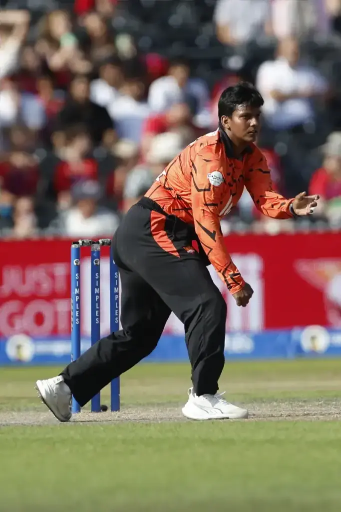Sunriseres Deepti Sharma during the The Hundred match between Manchester Super Giants Women and Sunrisers Women at Old Trafford, Manchester, UK on 11 August 2026.