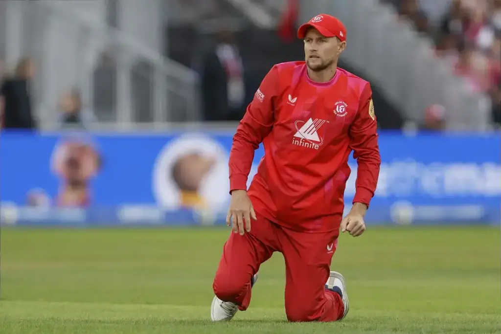 Welsh Fires Joe Root during the The Hundred match between Manchester Super Giants and Welsh Fire at Old Trafford, Manchester, UK on 5 August 2026.