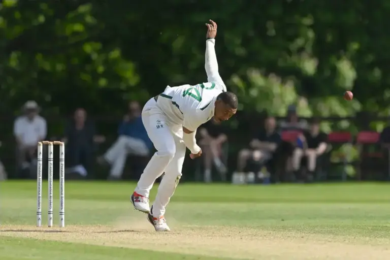 Ottneil Baartman of South Africa A bowling during the Cricket Friendly match between England Lions and South Africa A at Arundel Castle, Arundel, UK on 23 May 2026.