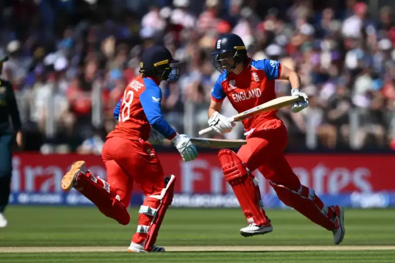 Amy Jones of England gets off the mark while batting during the ICC Women's T20 World Cup Final match between Australia Women and England Women Cricket at Lord's Cricket Ground, St John's Wood, UK on 5 July 2026.